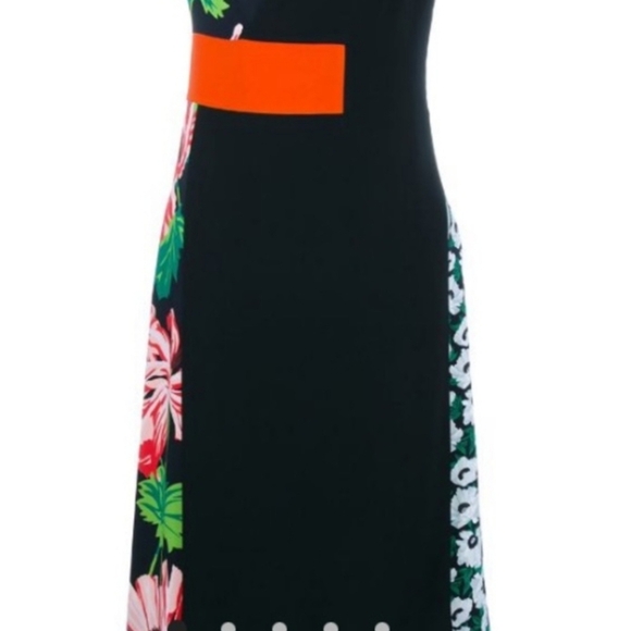 Stella McCartney Black Floral Colorblock Sleeveless Wrap Dress size 44 - Picture 2 of 7
